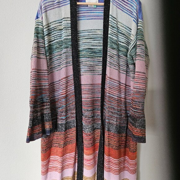Anthropologie Space-Dyed Longline Cardigan - Multi Stripe - 2X-3X - Picture 2 of 3